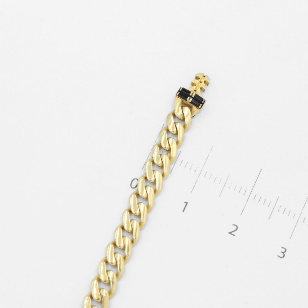 Pulsera Mónaco Chain 14k Modelo Classic Plain de Broche Baguette con Incrustación Swarovski Oscuro mod. 9686