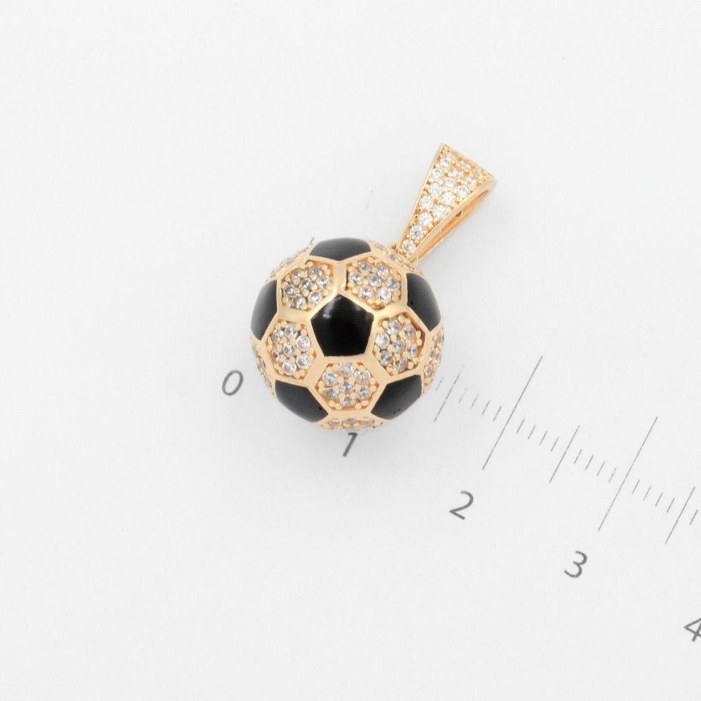 Dije de Oro 14k Hueco en Forma de Balón de Football Esmaltado en Color Negro mod. 9494