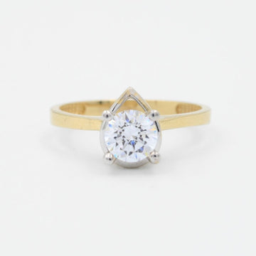 Anillo de Compromiso en Oro 14k Diseño de Gota con Zirconia Brillante mod. 8974