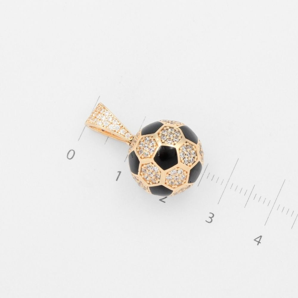 Dije de Oro 14k Hueco en Forma de Balón de Football Esmaltado en Color Negro mod. 9494