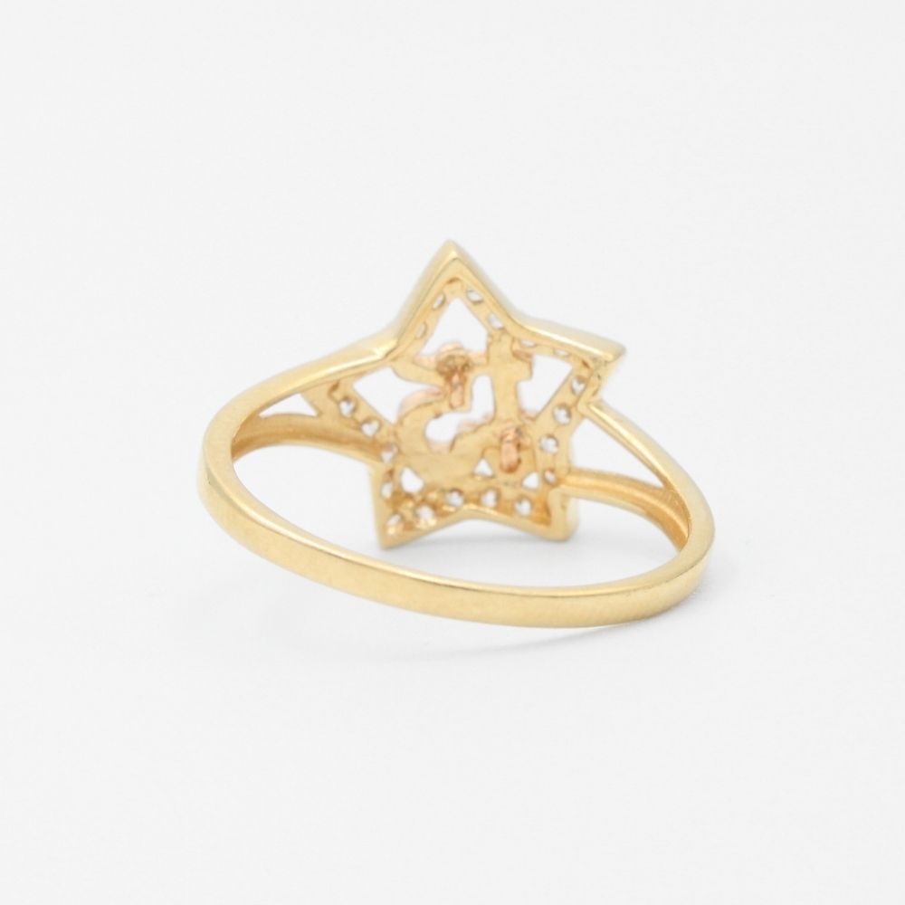 Anillo XV Años de Oro 14k Diseño de Estrella con Número 15 Incrustado con Zirconias mod. 9398