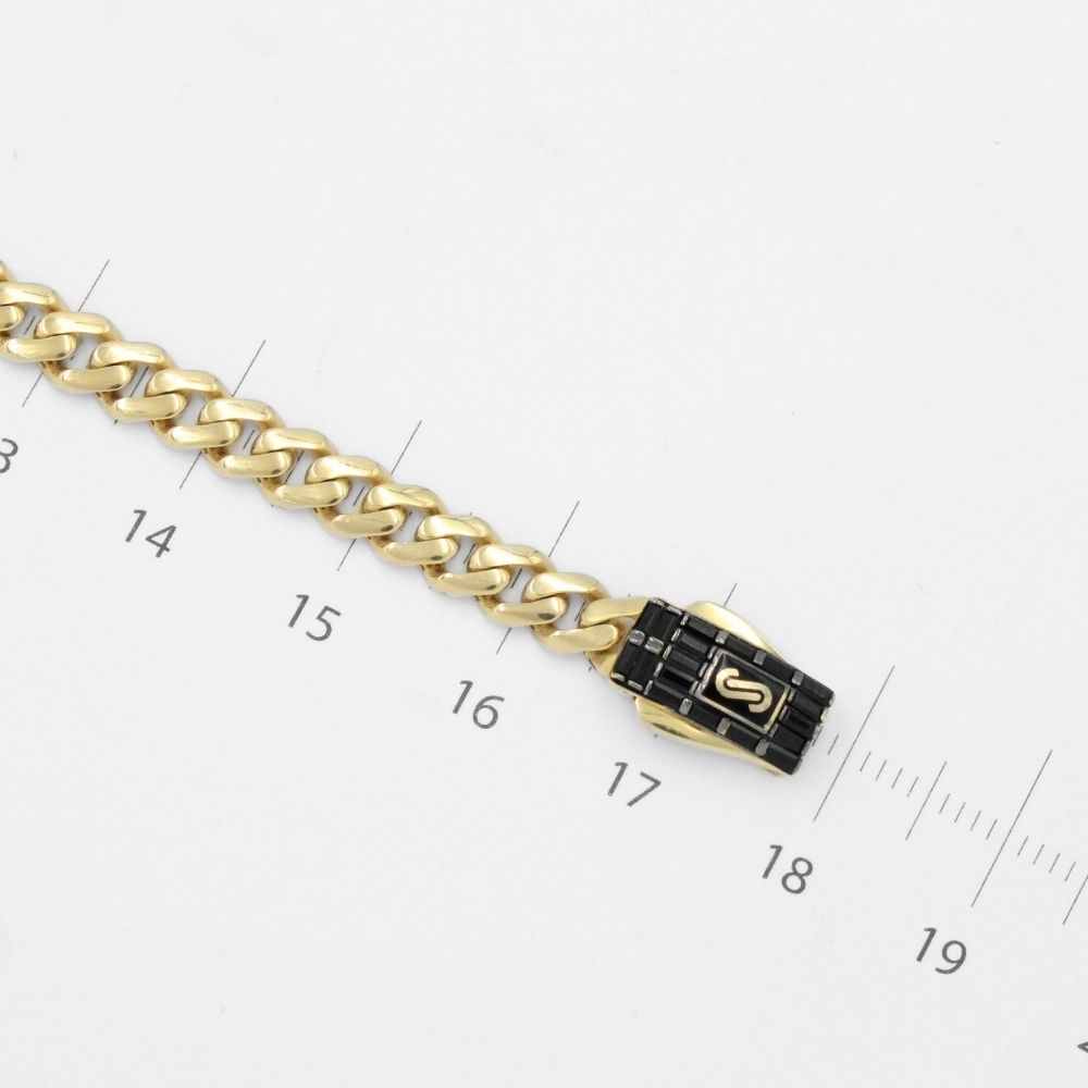 Pulsera Mónaco Chain 14k Modelo Classic Plain de Broche Baguette con Incrustación Swarovski Oscuro mod. 9686
