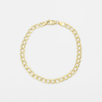 Pulsera Eslabón de Oro 14k Tejido Barbado Hueco y Fino mod. 8827