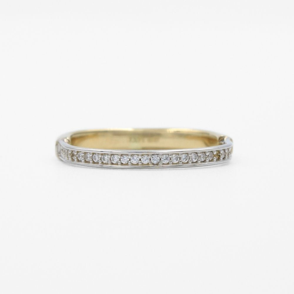 Anillo de Oro 14k con Diseño Dual Brillante e Incrustado de Zirconias Finas mod. 9757
