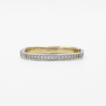 Anillo de Oro 14k con Diseño Dual Brillante e Incrustado de Zirconias Finas mod. 9757
