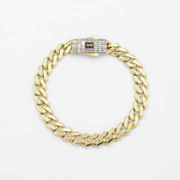 Pulsera Mónaco Chain 14k Modelo Classic Plain de Broche Baguette con Incrustación Swarovski mod. 9685