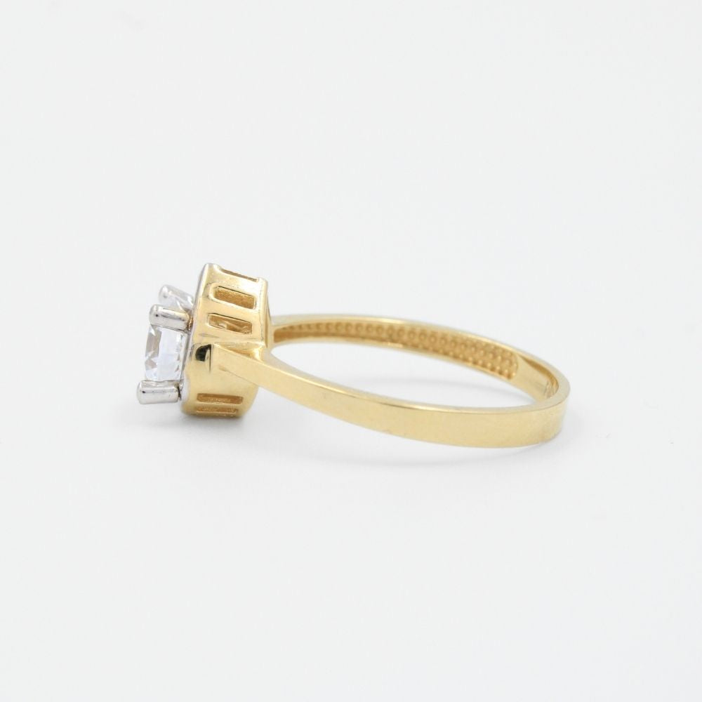 Anillo de Compromiso en Oro 14k Diseño de Gota con Zirconia Brillante mod. 8974