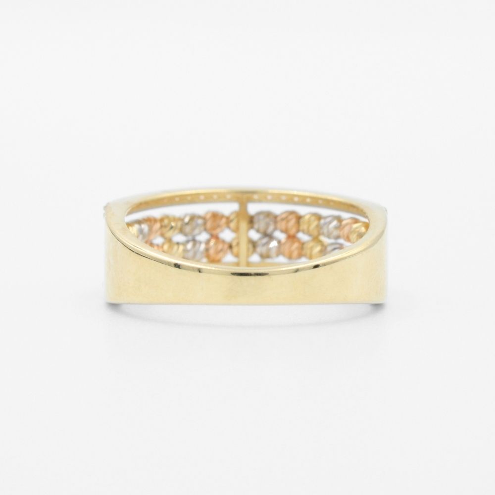Anillo de Oro 14k con Cuentas de Esferas Diamantadas e Incrustación de Zirconias mod. 9604