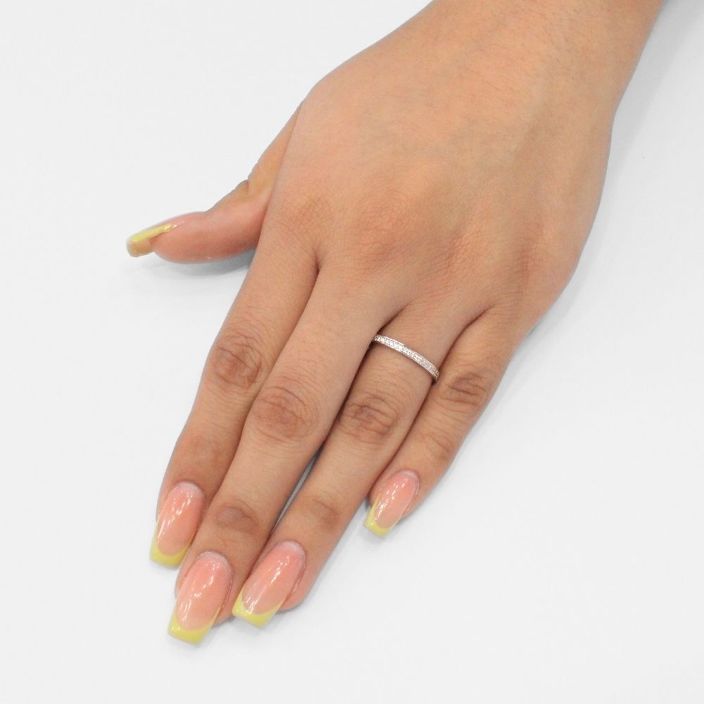 Anillo de Oro 14k con Diseño Dual Brillante e Incrustado de Zirconias Finas mod. 9757