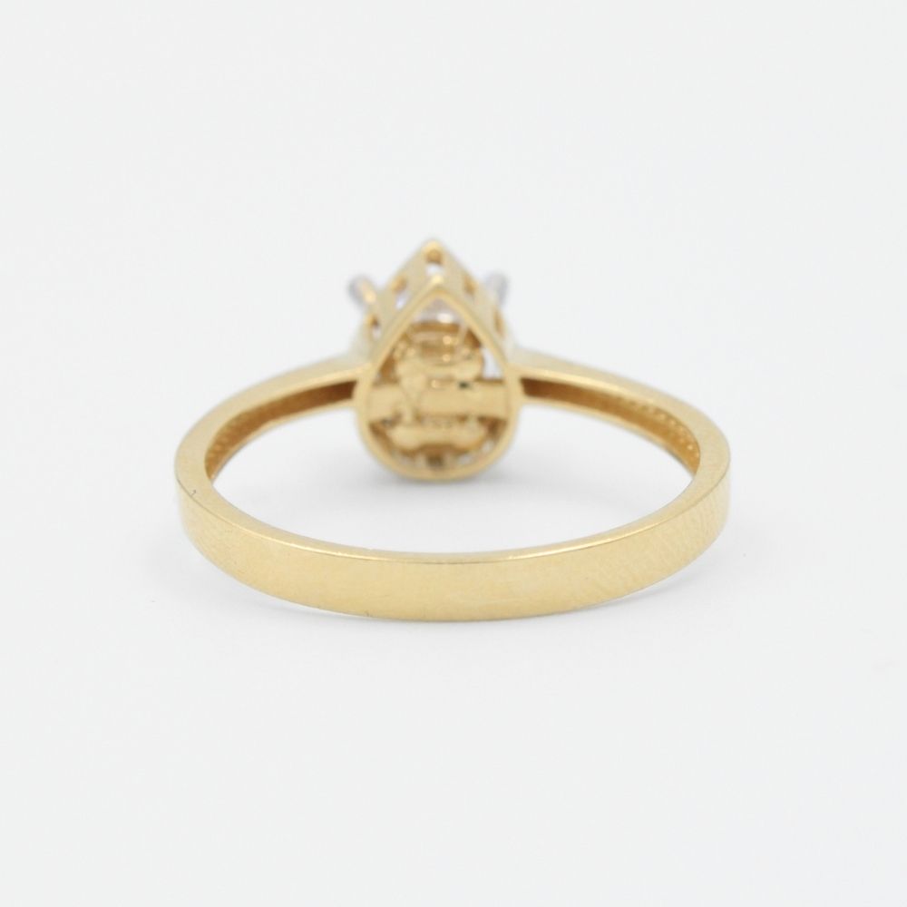 Anillo de Compromiso en Oro 14k Diseño de Gota con Zirconia Brillante mod. 8974