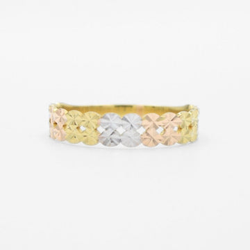 Anillo de Oro 14k Florentino con Doble Línea de Hojas Diamantadas mod. 9605