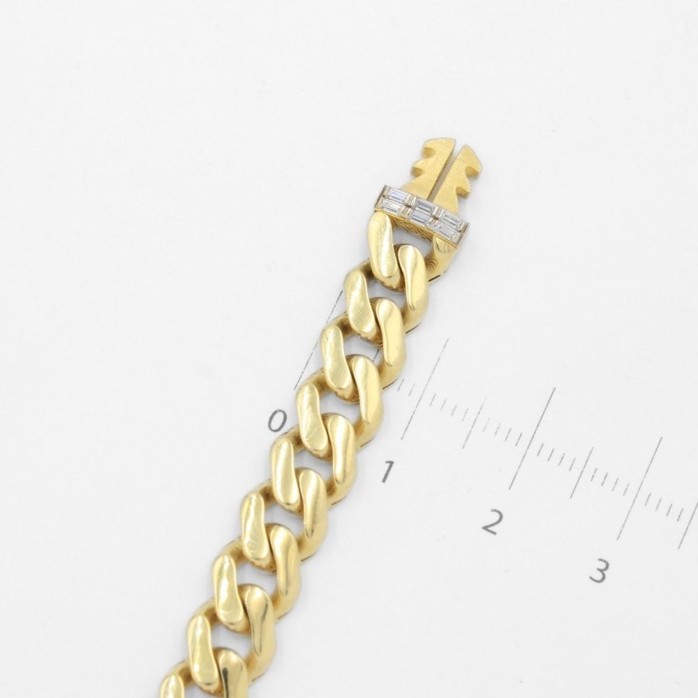 Pulsera Mónaco Chain 14k Modelo Classic Plain de Broche Baguette con Incrustación Swarovski mod. 9685