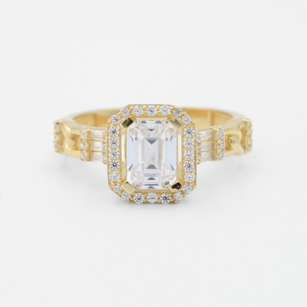 Anillo de Compromiso en Oro 14k Elegante con Zirconias mod. 8975