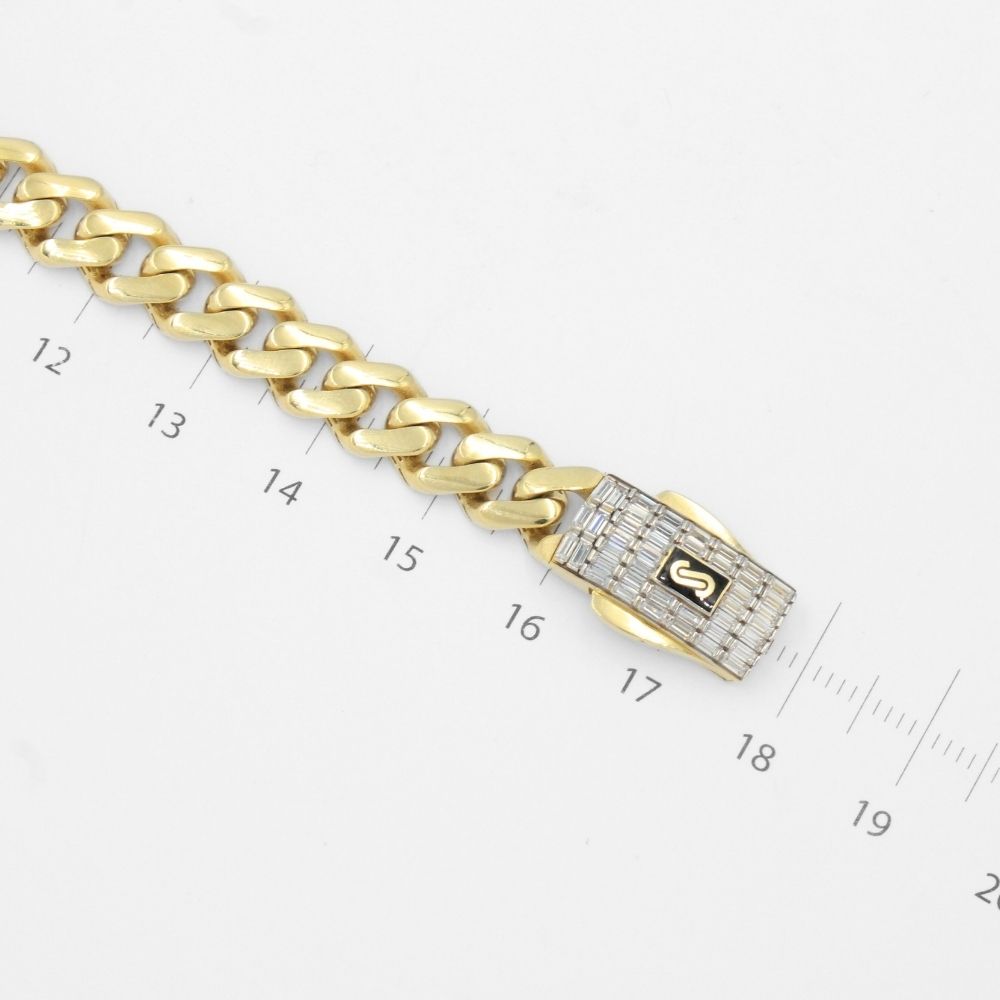 Pulsera Mónaco Chain 14k Modelo Classic Plain de Broche Baguette con Incrustación Swarovski mod. 9685