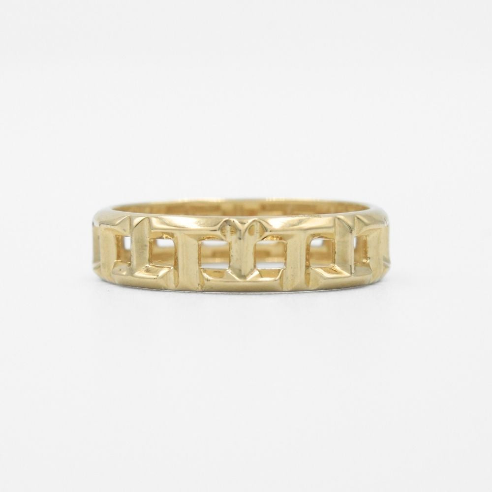 Anillo de Oro 14k de Enlace T en Diseño Brillante y Fino mod. 9758