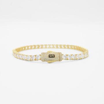 Pulsera Mónaco Chain 14k Modelo Agua No. 1 con Incrustación Swarovski mod. 9684