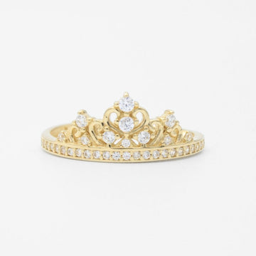 Anillo XV Años de Oro 14k Corona Fina y Elegante con Incrustación de Zirconias Finas mod. 9400