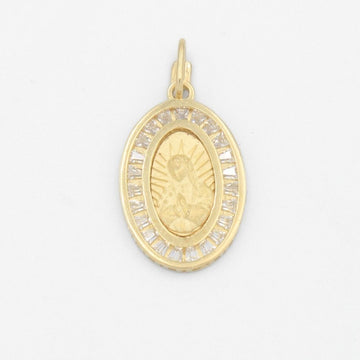Medalla de Oro 14k de la Virgen Guadalupe con Zirconias Baguette mod. 9540