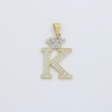 Dije de Oro 14k con Diseño de Inicial K Incrustada con Zirconias mod. 10106