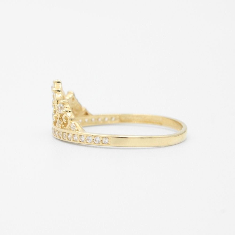 Anillo XV Años de Oro 14k Corona Fina y Elegante con Incrustación de Zirconias Finas mod. 9400