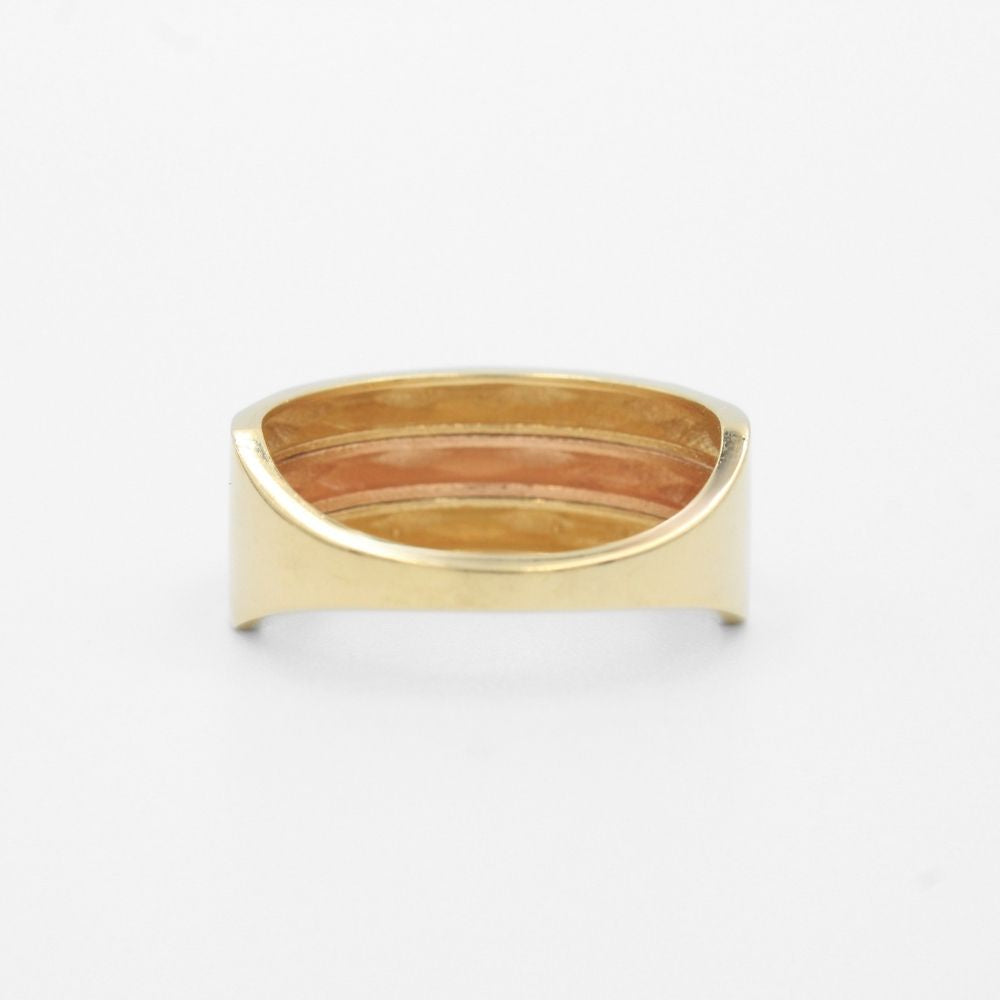Anillo de Oro 14k Florentino con Tres Niveles Diamantados mod. 9581