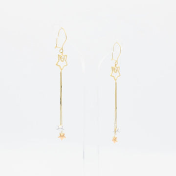 Arete Largo de Oro 14k Diseño con Estrellas mod. 0877
