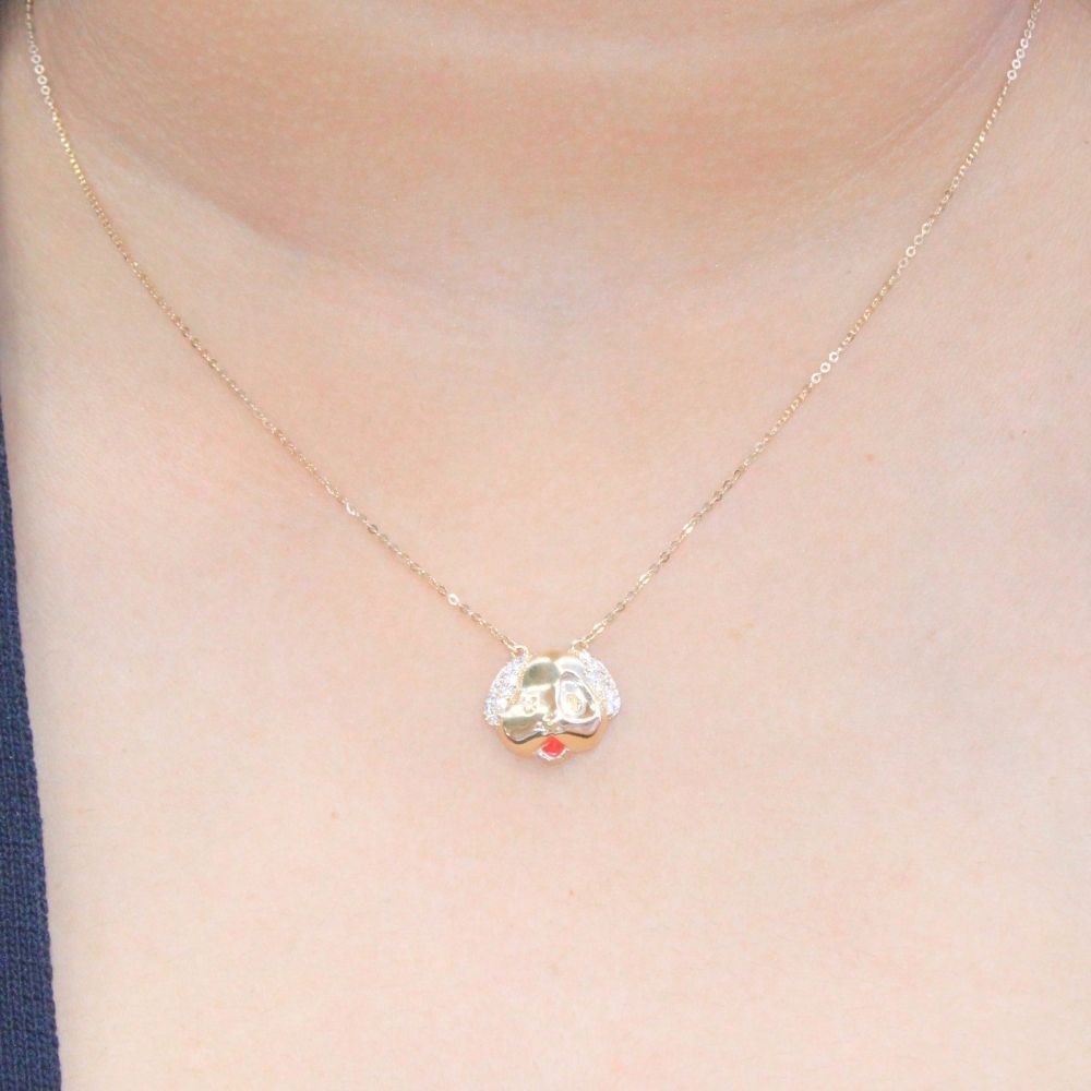 Gargantilla de Oro 14k Perrito con Zirconias mod. 8572