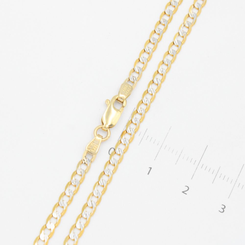 Cadena de Oro 14k Tejido Barbado Sólido con Diamantado Blanco mod. 9495