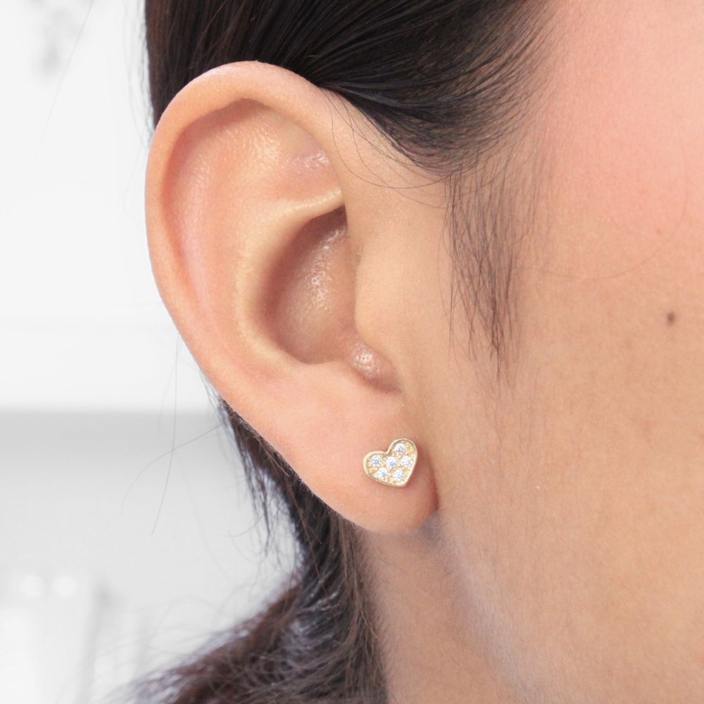 Arete de Oro 14k Corazón con Zirconias mod. 9258