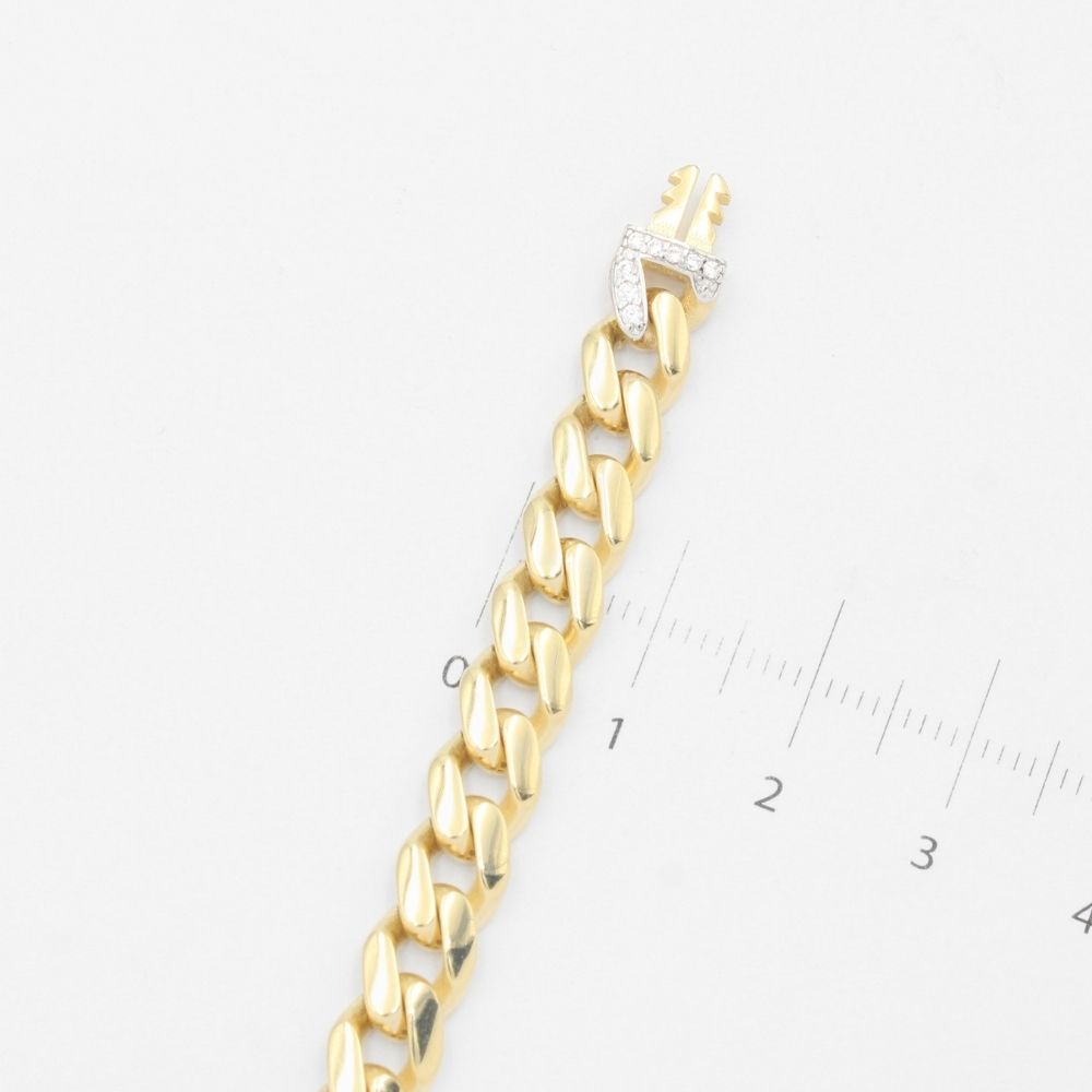 Pulsera de Oro 14k Diseño Hueco Plus con Corazón Incrustado con Zirconias Oscuras mod. 9379