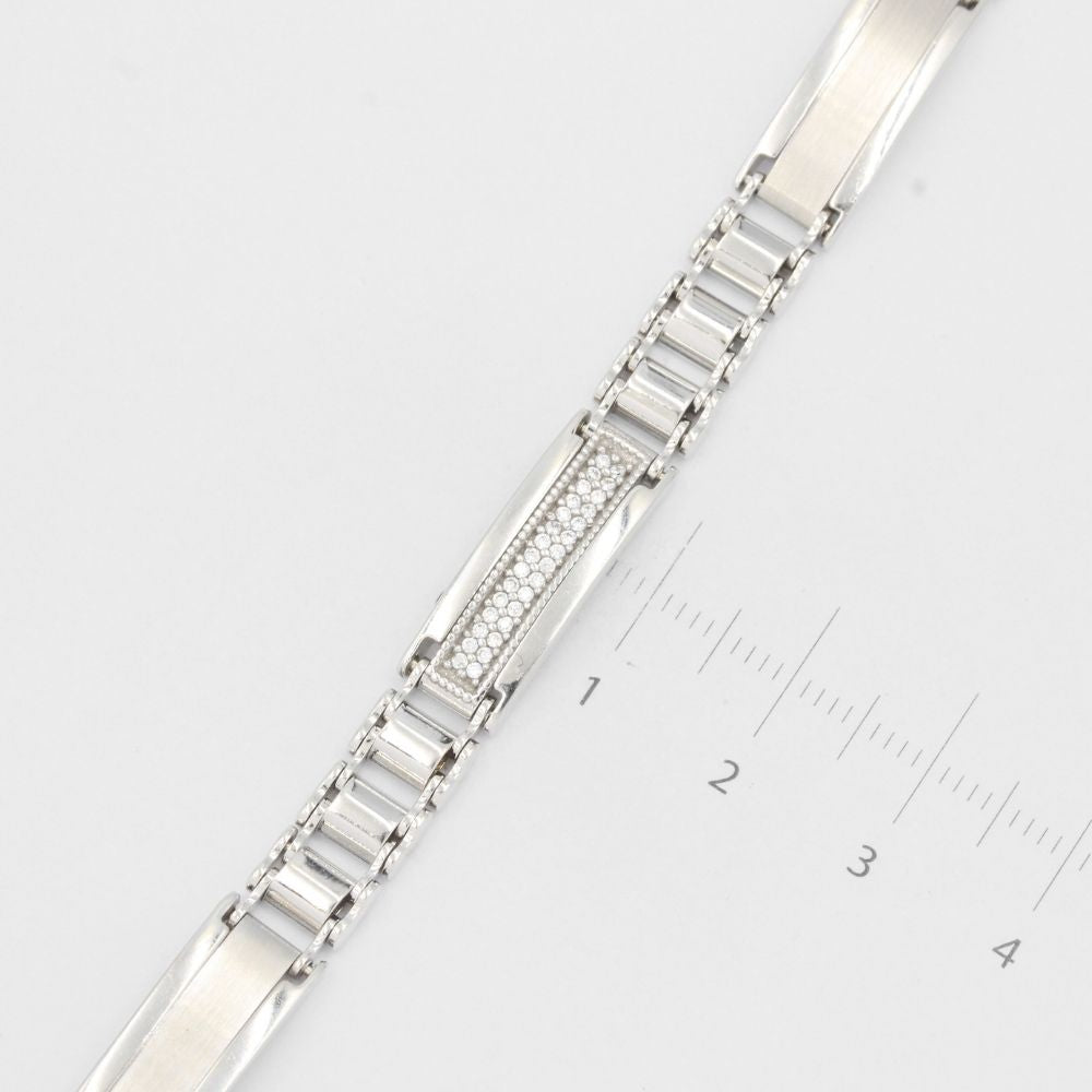 Pulsera de Oro 14k con Eslabones Incrustados de Zirconias Finas mod. 8132