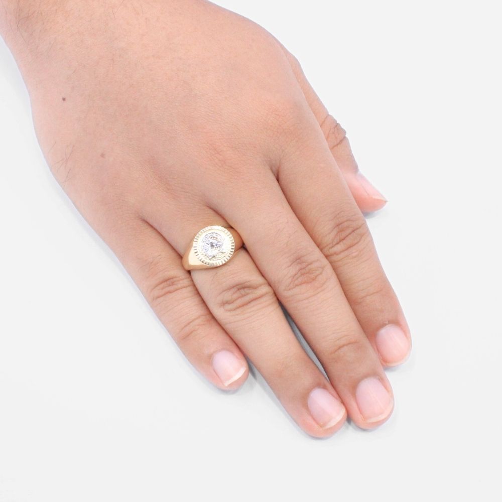 Anillo de Caballo con Diamantado en Oro Combinado mod. 6012