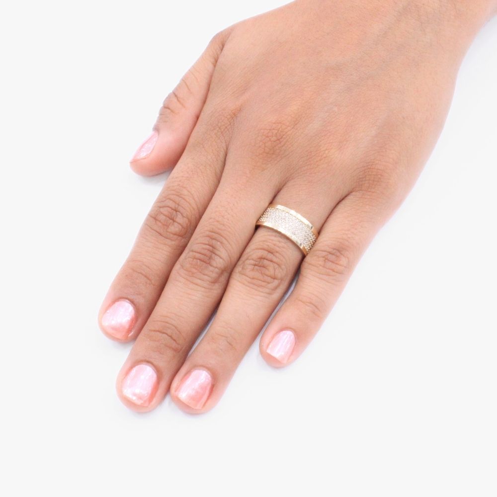 Anillo de Oro 14k de Diseño Elegante Incrustado de Zirconia mod. 9272