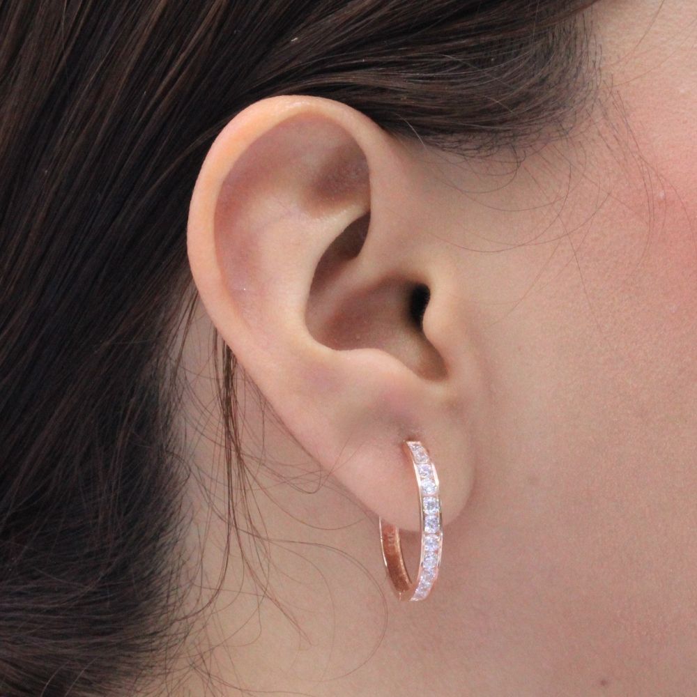 Grapa de Oro Rosa 14k Diseño con Zirconias mod. 9761