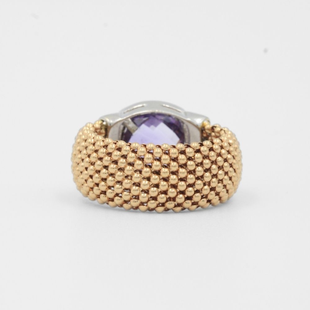 Anillo de Oro 14k con Zirconia Lila en Diseño de Esferas mod. 8050