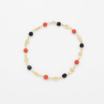 Pulsera de Oro 14K para Niño con Coral y Azabache mod. 9411
