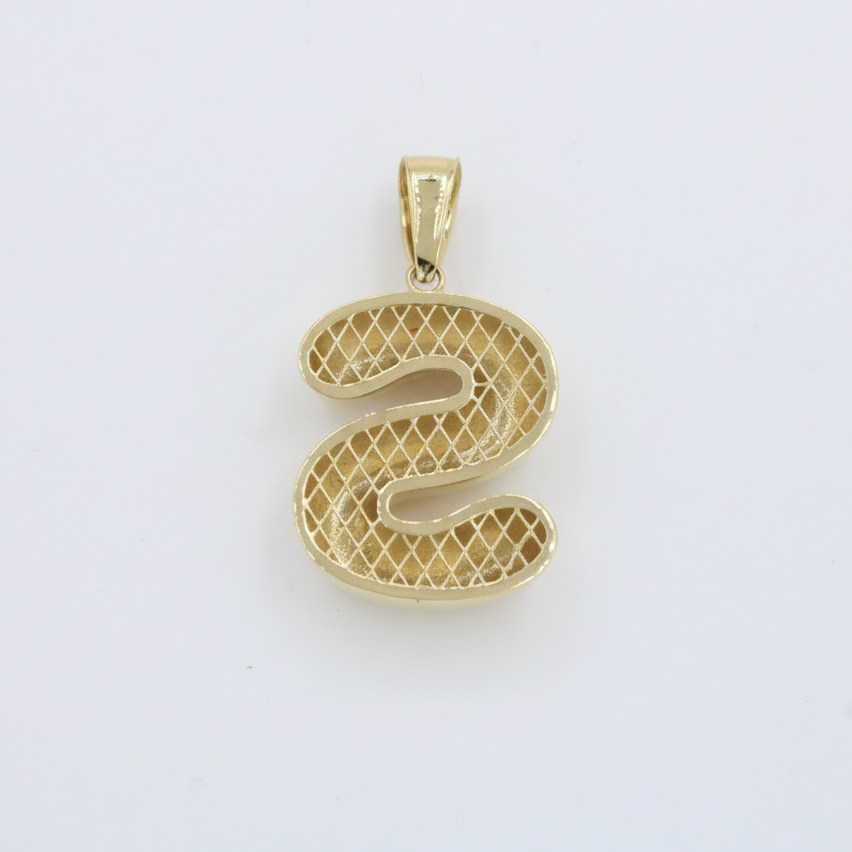 Dije de Oro 14k Modelo de Inicial S de Diseño Inflado y Brillante mod. 10089