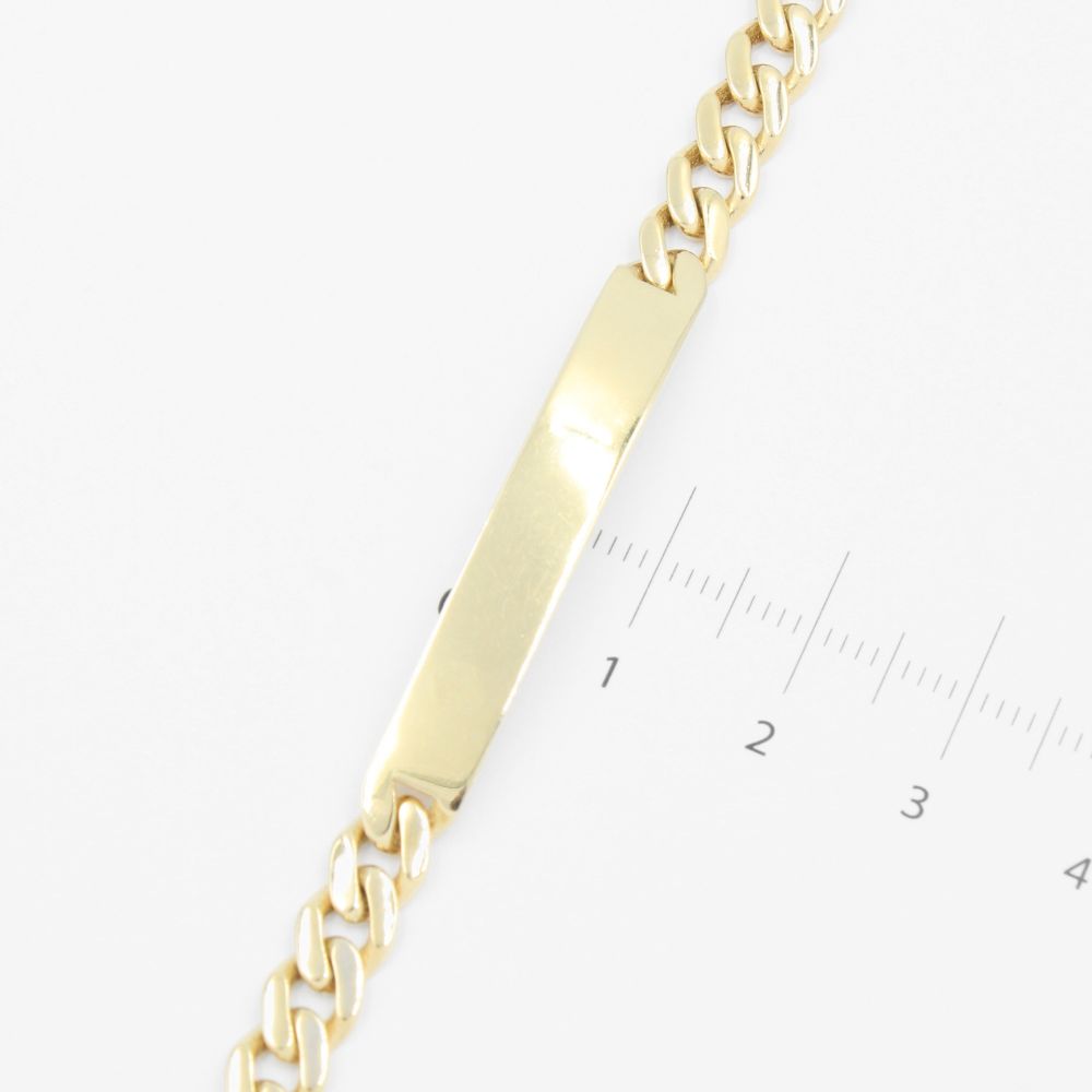 Esclava de oro 14k Tejido Barbado Hueco con Placa y Broche Incrustado con Zirconias Finas mod. 8222