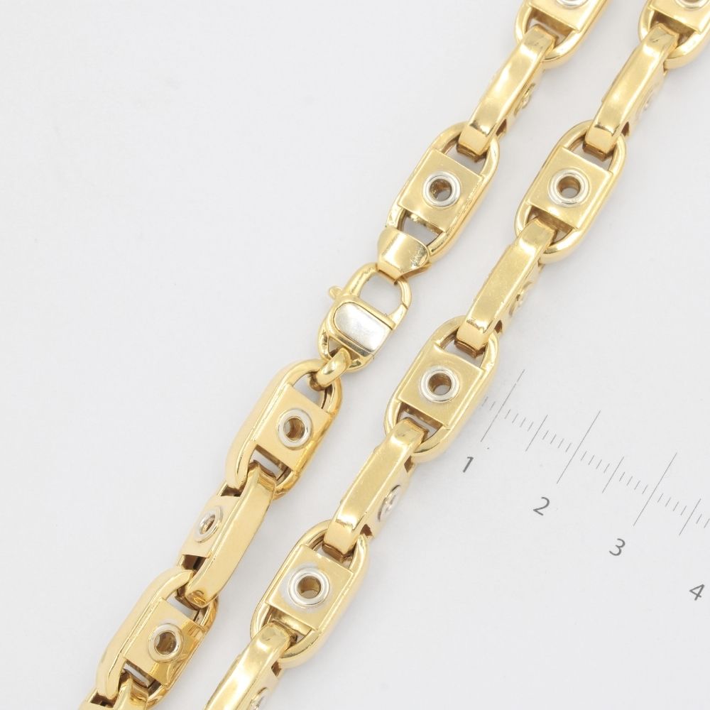 Cadena de Oro 14k Tejido Especial Hueco con Calado Central en Eslabones mod. 8097
