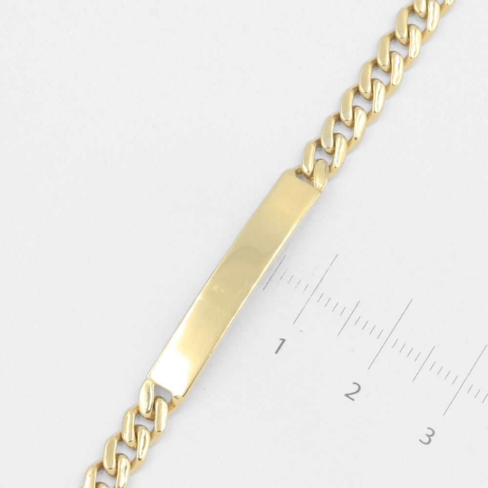 Esclava de oro 14k Tejido Barbado Hueco con Placa y Broche Incrustado con Zirconias mod. 8223