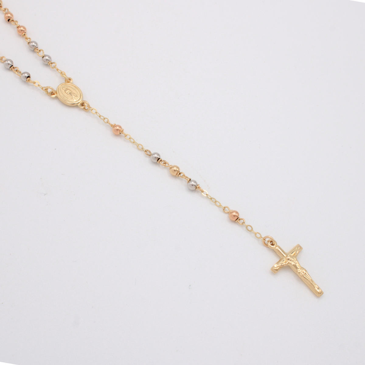 Rosario de Oro 14k de la Virgen de Guadalupe Oval Mini mod. 11187