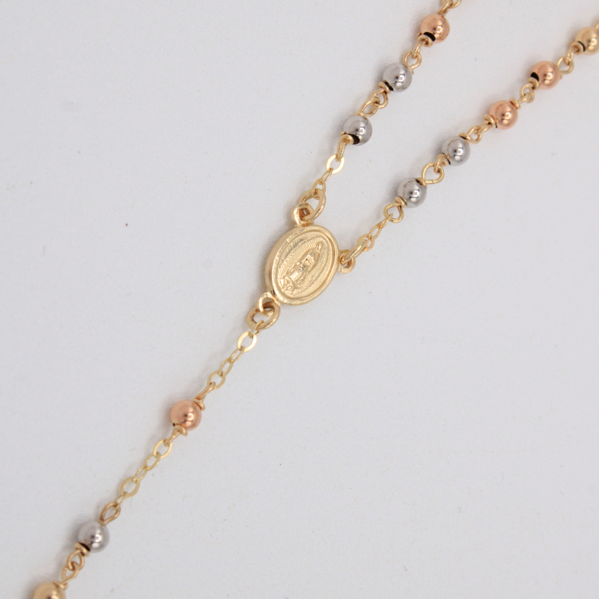 Rosario de Oro 14k de la Virgen de Guadalupe Oval Mini mod. 11187