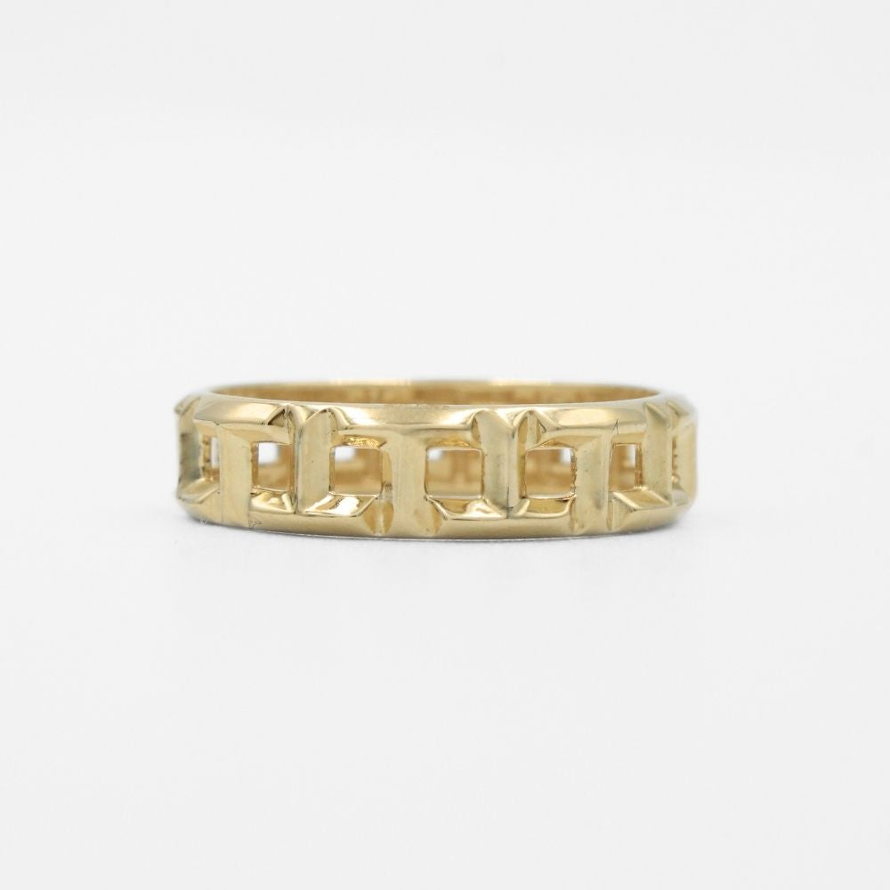 Anillo de Oro 14k de Enlace T en Diseño Brillante y Fino mod. 9758