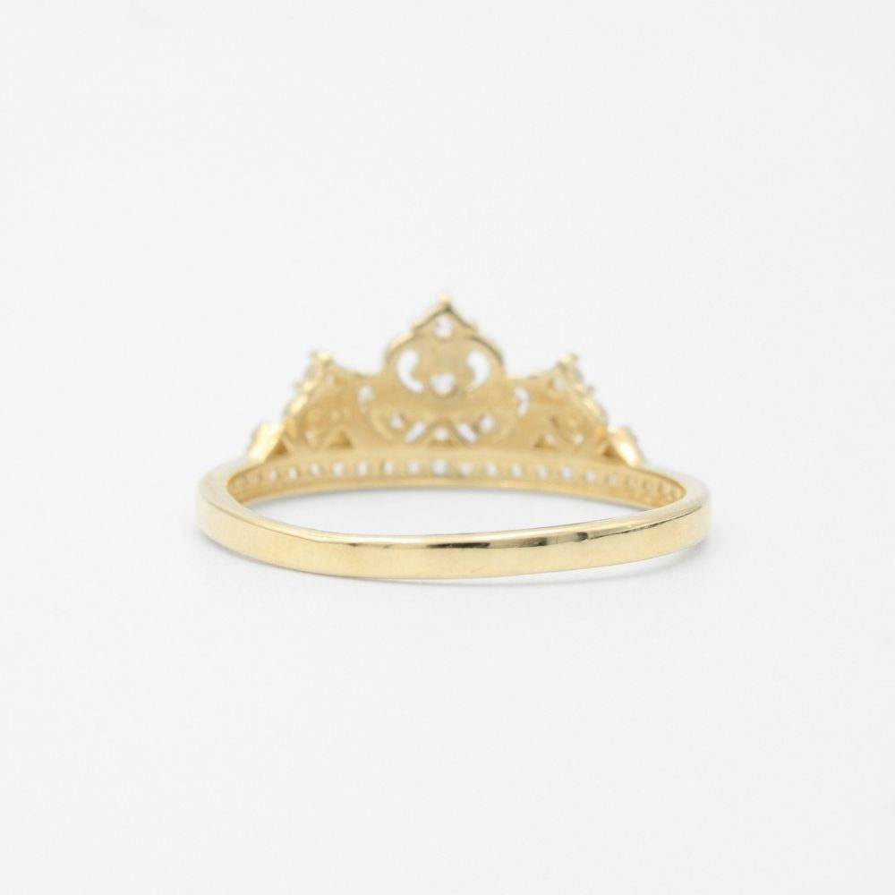 Anillo XV Años de Oro 14k Corona Fina y Elegante con Incrustación de Zirconias Finas mod. 9400