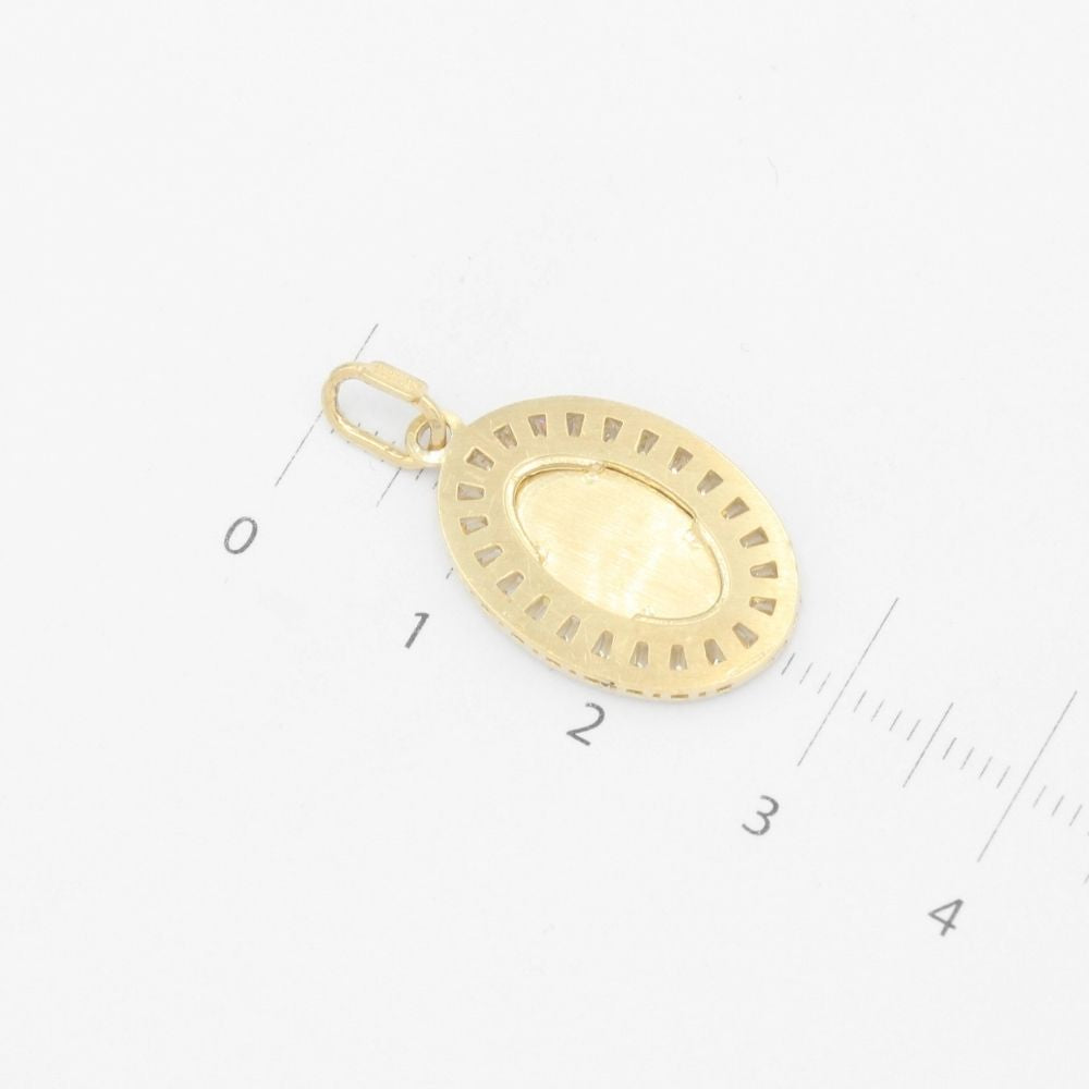 Medalla de Oro 14k de la Virgen Guadalupe con Zirconias Baguette mod. 9540