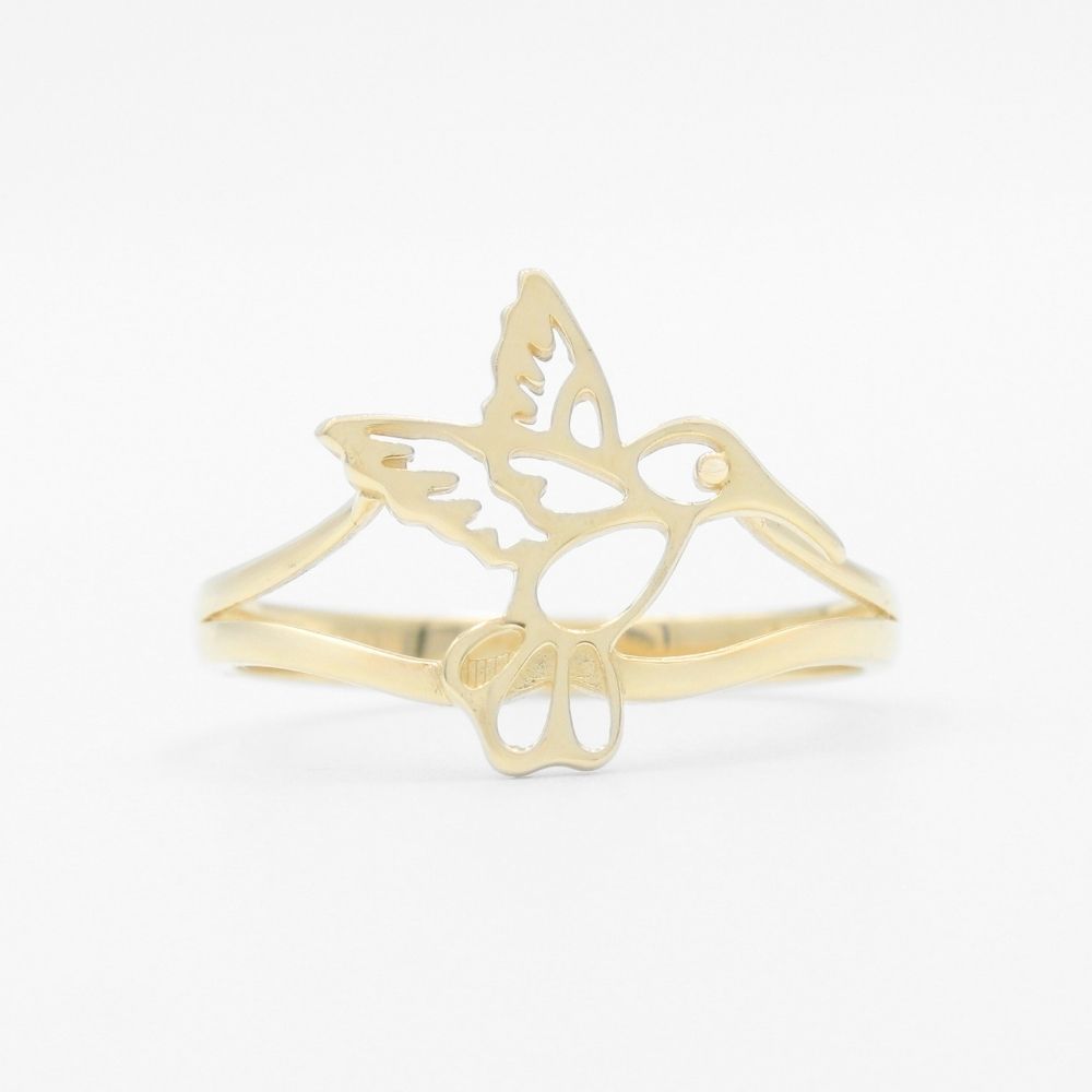 Anillo de Oro 14k Diseño Silueta de Colibrí mod. 9607