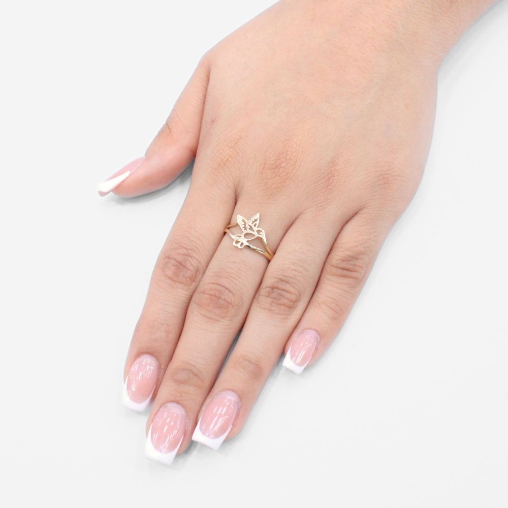 Anillo de Oro 14k Diseño Silueta de Colibrí mod. 9607