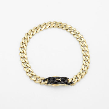 Pulsera Mónaco Chain 14k Modelo Classic Plain con Broche Pavé de Incrustación Swarovski Oscuro mod. 9683