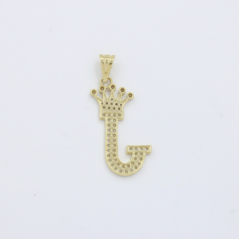 Dije de Oro 14k con Diseño de Inicial J Incrustada con Zirconias mod. 10107