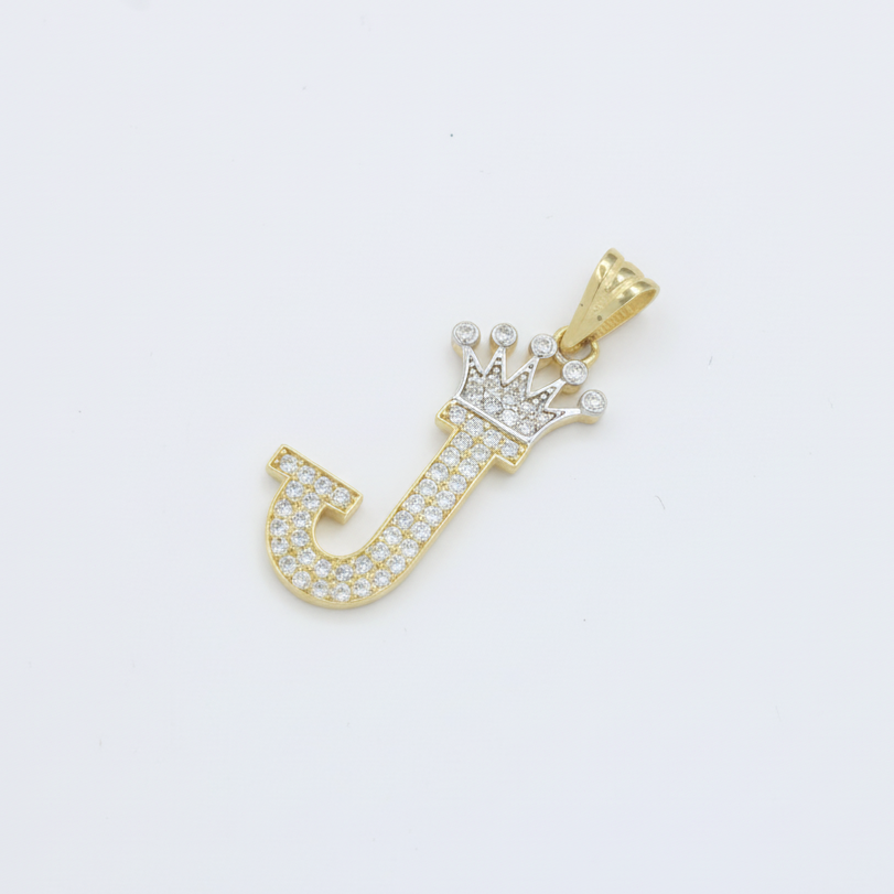 Dije de Oro 14k con Diseño de Inicial J Incrustada con Zirconias mod. 10107